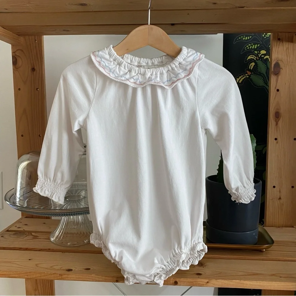 Baybala Baby Ivory Embroidered Ruffle Collar Bea Onesie 18 months